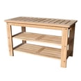 thumbnail image 2 of Teak Shoe Bench Outdoor - Natural Wood Bench for Entryway Patio - Sturdy Weather Proof Design 31.5" x 15" x 18.5", 2 of 2