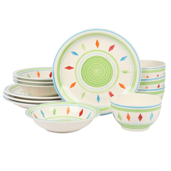 Juego de vajilla Gibson Home Heidy Green 12 piezas Service 4