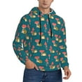 thumbnail image 2 of Rateoe Frog and Mushrooms Pattern Mens Hoodie, Pullover Hooded Sweatshirt, Kangaroo Pocket Hoodie Ideal for Daily Wear, Travel and Home-3X-Large, 2 of 7