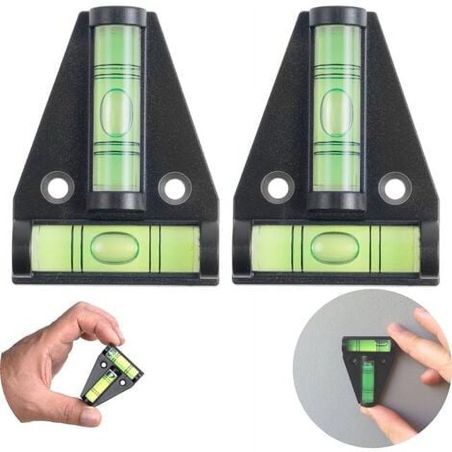 Nivel de Burbuja en Forma de T, Magnético, Juego de 2 Pequeños Niveles de Burbuja Prácticos para Autocaravanas, con Imán, Nivel de Burbuja para Furgoneta, Rampa de Nivelación de Caravana,