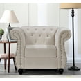 thumbnail image 3 of Uspridefurniture Fender 3Pcs Living Room Set,Beige Velvet, 3 of 6