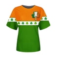 thumbnail image 4 of Ichuanyi St Patricks Day Round Neck Short Shirts for Women Green Lucky Graphic Shirt Casual Short Sleeve T Shirt Tops Pullover Casual Tee, 4 of 5