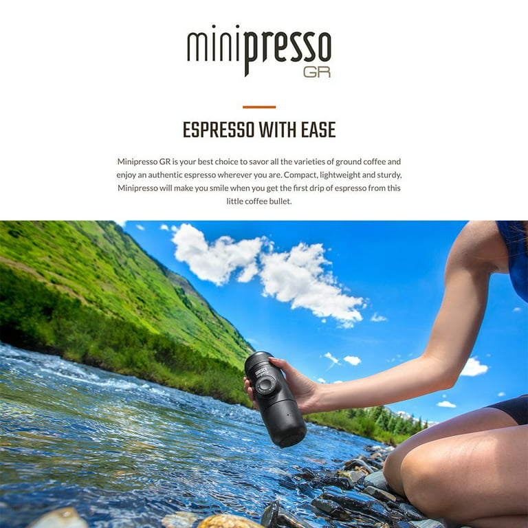  Wacaco Minipresso GR, Portable Espresso Machine, Compatible  Ground Coffee, Hand Coffee Make, Travel Gadgets, Manually Operated, Perfect  for Camping: Home & Kitchen