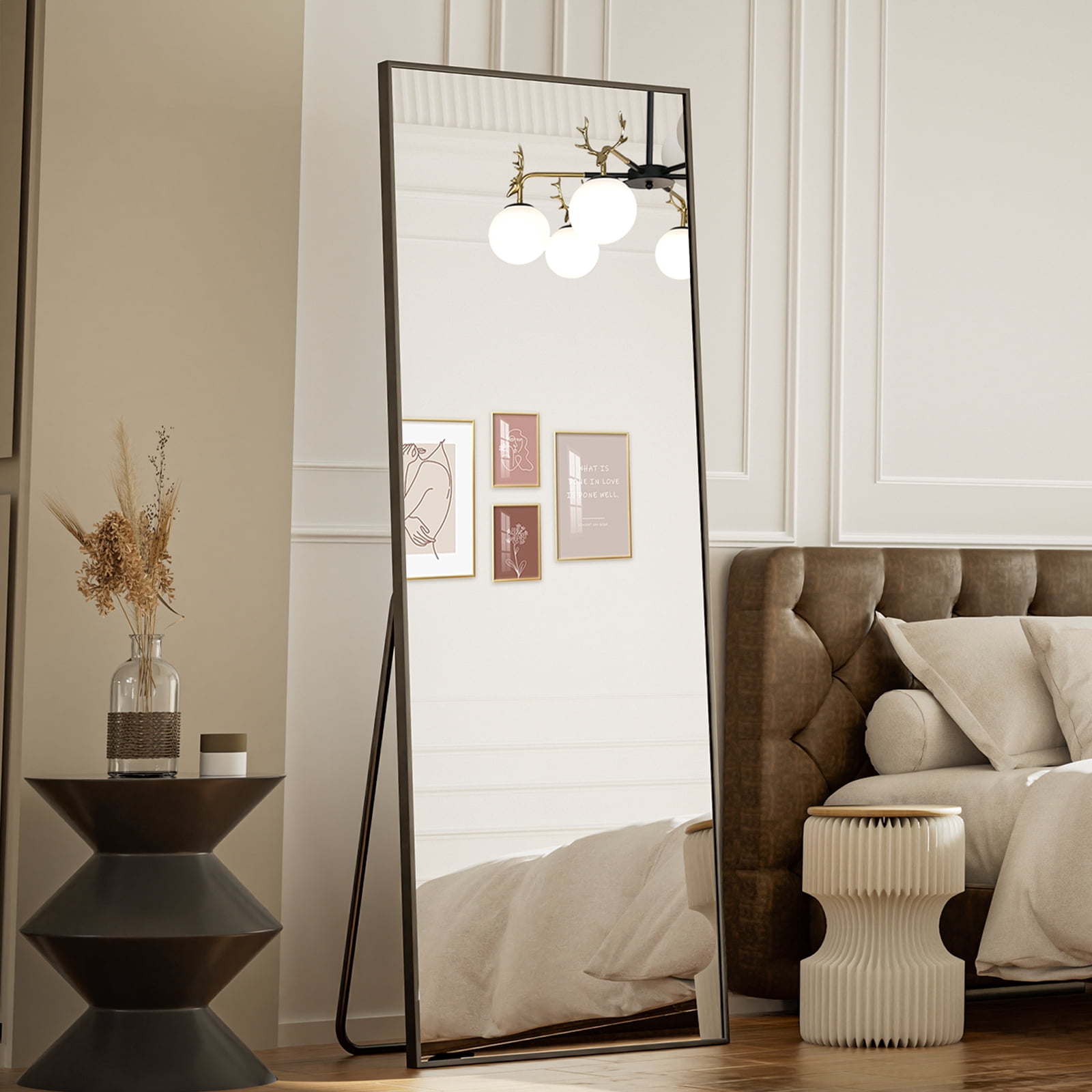 Lumora 59.5"x16" Full Length Mirror Rectangle Floor Mirror Wall-Mounted Leaning Mirror, Black