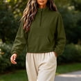 thumbnail image 4 of Horkkom Quarter Zip Pullover Women Solid Color Loose Casual Daily Tops Fall Mock Neck Sweatshirts with Pockets XL, 4 of 8