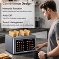 thumbnail image 5 of Mecity 4 Slice Smart Touchscreen Toaster with Auto Lift, Stainless Steel Wide Slot Bagel Toaster, 8 Bread Presets & 8 Shade Settings, 30-Minute Keep Warm Function, Memory Function, 5 of 10