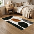 thumbnail image 2 of ODIKA 5'x7' Ultra-Soft Area Rug, Orange Throw with Black Brown Abstract Modern Asymmetric Brushstroke Design Washable, Bare feet friendly, Silk-Touch for Bedroom Home office, 2 of 7