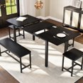 thumbnail image 1 of EDTara Modern Extendable Dining Table, 63” Kitchen Table Set with Benches and Stools for 8, Easy to Assemble, 1 of 9