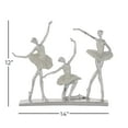 thumbnail image 4 of DecMode Polystone Glam Polished Silver Three Ballerina Dancers Sculpture, 14"W x 12"H, 4 of 9