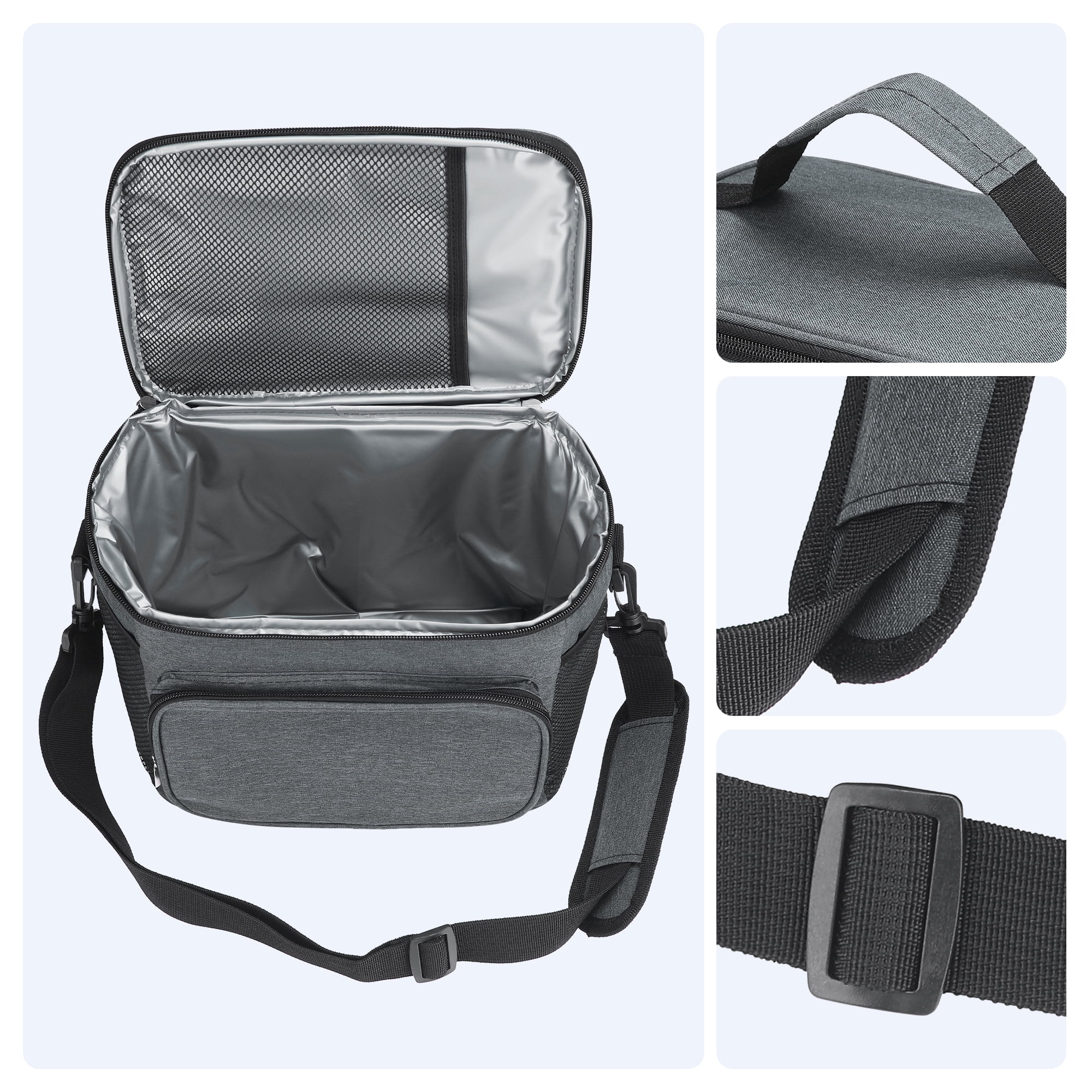 Unique Bargains Insulated Lunch Bag Leakproof Lunch Box for Work Office Gray