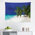 thumbnail image 1 of Ocean Tapestry, Tropical Untouched Island Getaway Nature Coast Colorful View Picture, Fabric Wall Hanging Decor for Bedroom Living Room Dorm, 2 Sizes, Navy Blue White, by Ambesonne, 1 of 1