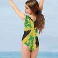 thumbnail image 3 of FOR U DESIGNS Jamaican Flag Girls Swimsuit One-Piece Dancing Athletic Leotards Coconut Tree Kids Bathing Suit Size 7-8 Years Summer Kids Gymnastics, 3 of 8