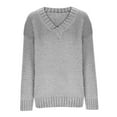 thumbnail image 4 of Lilgiuy Women's Winter Casual Solid Color V-neck Long-sleeved Knitted Loose Sweater Top Outwear, 4 of 5