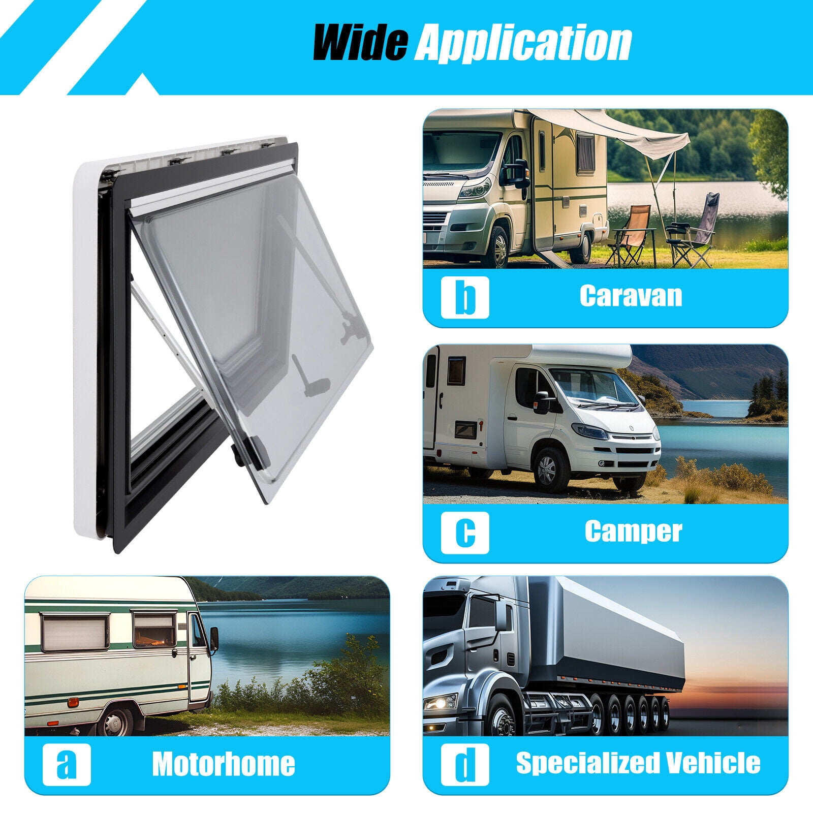900*500mm/35.4x19.7 inch RV Caravan Camper Van Hinged Window Vent Hatch