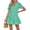 Cyan, variant on Laqbezok Women's Eyelet Embroidery Tunic Dress, Casual V-Neck Short Sleeve Lace Mini Gown, Flowy Tiered Ruffle Summer Beach Sundress