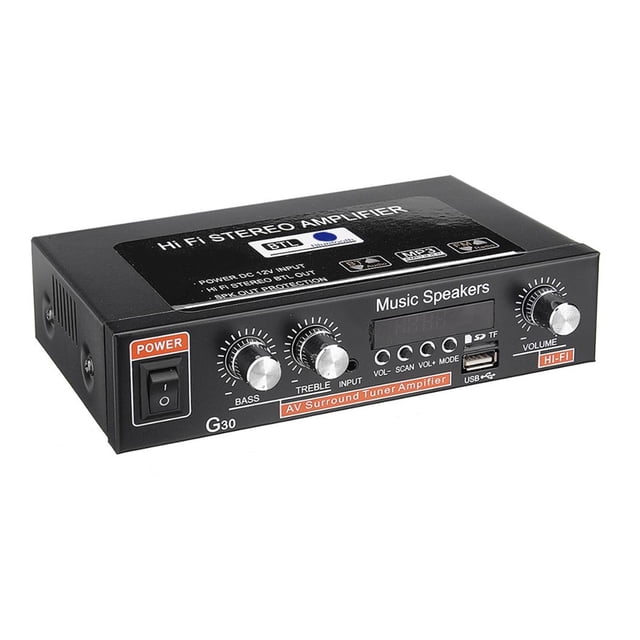 Car Bluetooth Stereo Amplifier Hifi Digital Audio Home Karaoke Power Amp FM USB Car Auto Amplifier With Remote Control 90W+90W ,Bluetooth 5.0