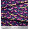 thumbnail image 3 of Soimoi Purple Georgette Viscose Fabric Palm Leaves & Flamingo Bird Print Fabric by the Yard 42 Inch Wide, 3 of 3