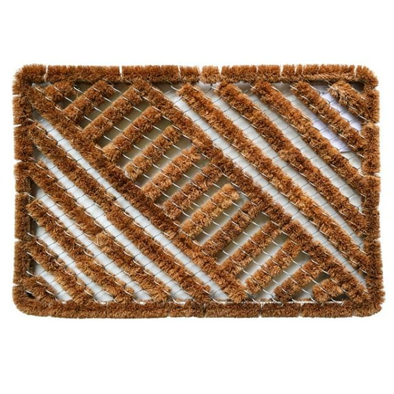 HomeRoots 576965 Modern 16 x 24 in. Brown Coir Geometric Outdoor Door Mat