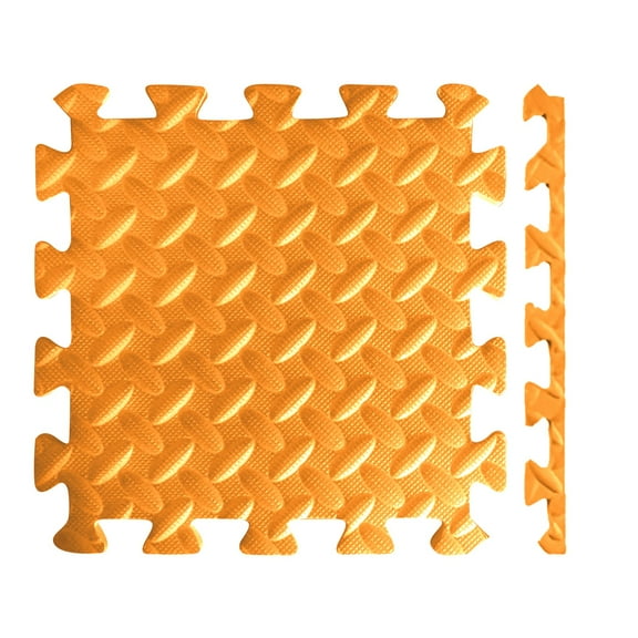 1 Pc Exercise Foam Mat - Anti fatigue Protective Interlocking Puzzle EVA Floor Tiles with Edges - Gym Flooring Mats - Non slip Rubber Cushion for Underlay, 11.81x11.81 Inch, Orange