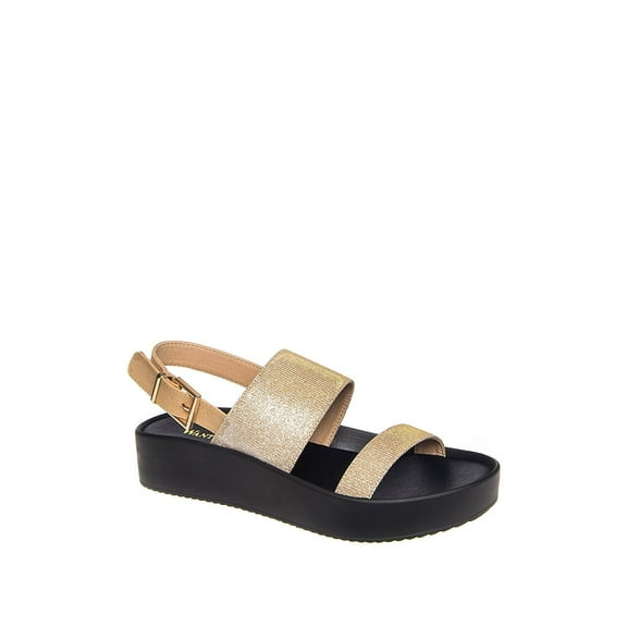 Wanted Womens Glowing Platform Slip On Sandals (7, LT Gold)