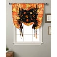 thumbnail image 2 of Orange Yellow Fall Tie Up Curtains for Kitchen Bathroom Bedroom Windows 63 Inch Length, Pumpkins Harvest Botanical Thanksgiving Black Balloon Drape Curtains Shade Rod Pocket Curtain Panel, 52"x63", 2 of 7