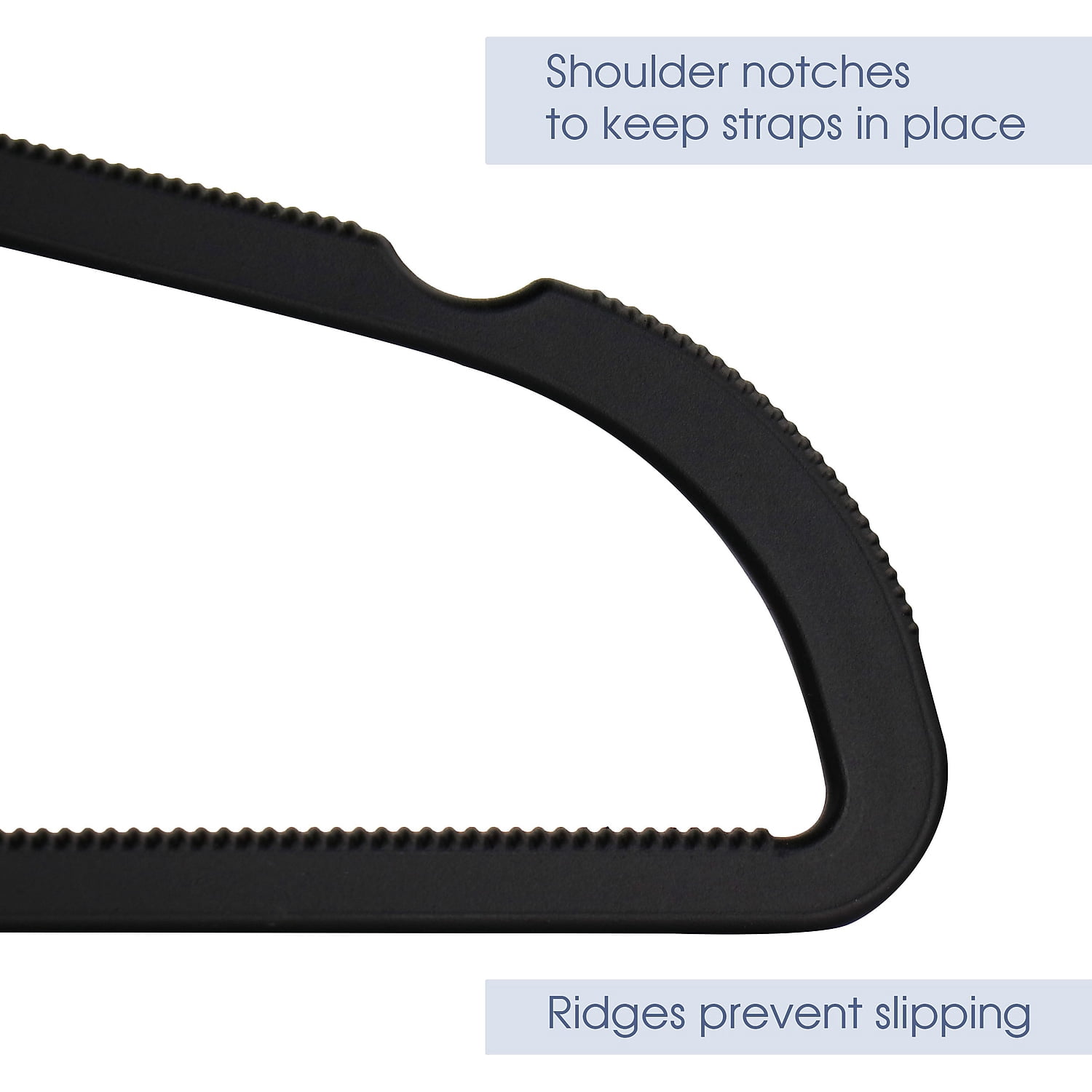 Elama Home 30 Piece Rubber Non Slip Hanger with Hanging Tab in Black