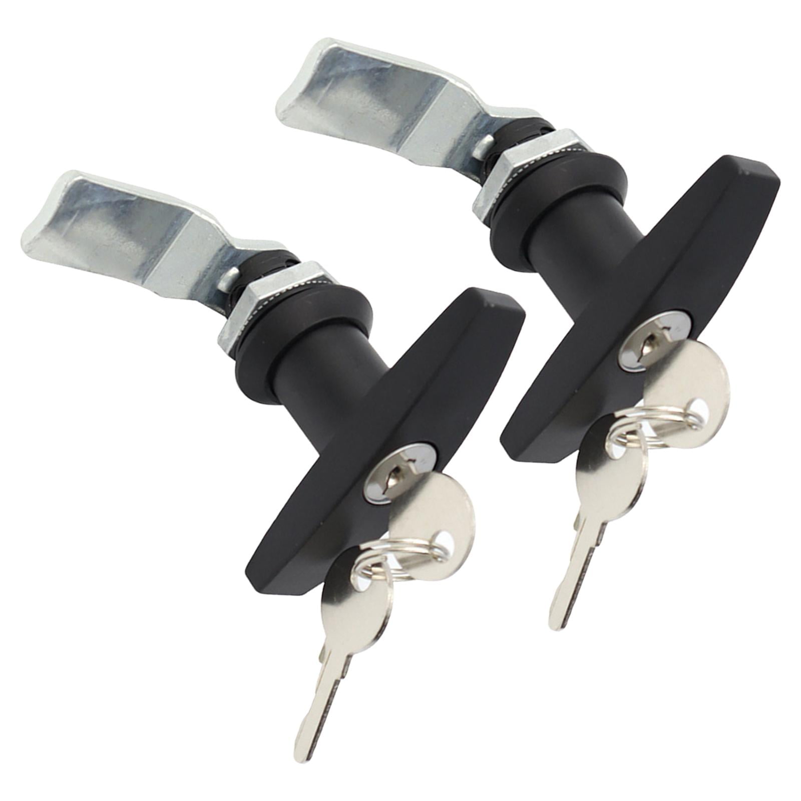 Handles Lock with Keys Garage Door Distribution Cabinet Trailer 2Pcs Black