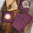 thumbnail image 5 of Red Blue Checkered Pattern Kitchen Oven Mitt and Pot Holder Sets 4 Pcs for Baking, Cooking and Grilling, Heat Resistant Up To 392 °F, 5 of 7