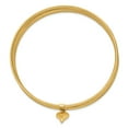 thumbnail image 3 of 14K Solid Yellow Gold Dangling Heart Set of 7 Slip On Bangle Bracelet, 3 of 4