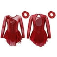 thumbnail image 1 of Yanarno Robe de Patinage Artistique à Paillettes pour Filles, Robe de Danse Lyrique en Mesh, Justaucorps avec Jupe Rouge 6, 1 of 7
