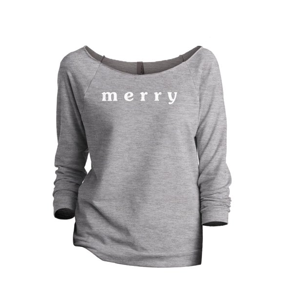 Merry Women's Fashion Slouchy 3/4 Sleeves Raglan Lightweight Sweatshirt Sport Grey Large