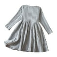 thumbnail image 3 of Ketyyh-chn99 Robes pour Filles Enfants Filles Automne Manches Longues Col Rond Boutonné Décontracté Évasée Ligne A Robe en Tricot Côtelé pour 6 Ans, Gris, 3 of 6