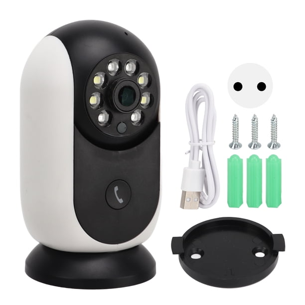 Cámara de seguridad para el hogar WiFi HD Cámara de vigilancia con monitor remoto inteligente inalámbrico con fuente de luz dual Intercomunicador bidireccional para 390 ojos Enchufe de la UE