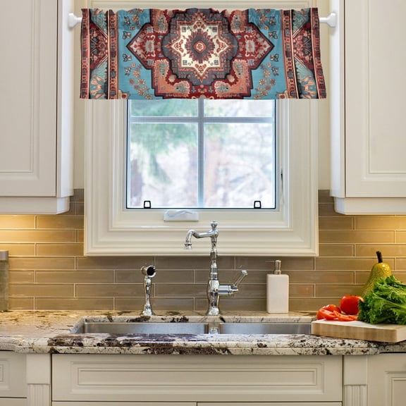 Pattern Rettro Traddional Curtain Valances Farmhouse Design Window Treatment Decor Blackout Rod Pocket for Windows Living Room Kitchen 54" x 18"