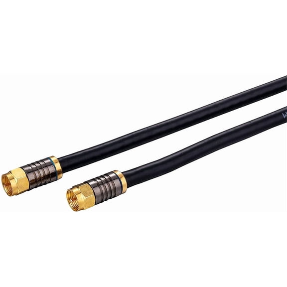 RG6 Quad-Shield Coax Cable 2-pack of 20ft F-Type Male Ext with 2 F81 Barrel Connectors, Indoor/Outdoor, for HDTV/Cable/Sat/Antenna A/V, Black (Cables Direct Online)
