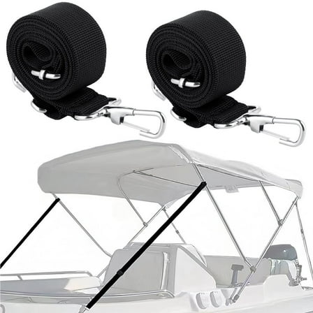 2PCS Bimini Top Straps, Adjustable Heavy Duty Bimini Top Straps with Double Snap Hooks, Marine Grade Boat Webbing Straps, 25" to 45" Adjustable Reinforced Straps for Awnings, Kayaks, Tents