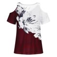 thumbnail image 3 of Patlollav Women Summer T Shirt Cold Shoulder Pullover Blouse V Neck Short Sleeve Tops, 3 of 6