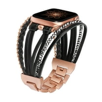 Wearlizer Posh Leather Bands Compatible with Apple Watch Ultra (49mm), Series 8/7(41/45mm), SE/6/5/4(40/44mm) and 3/2/1 (38/42mm) Women Boho Handmade Braided Bracelets Multilayer Wrap Jewelry Strap