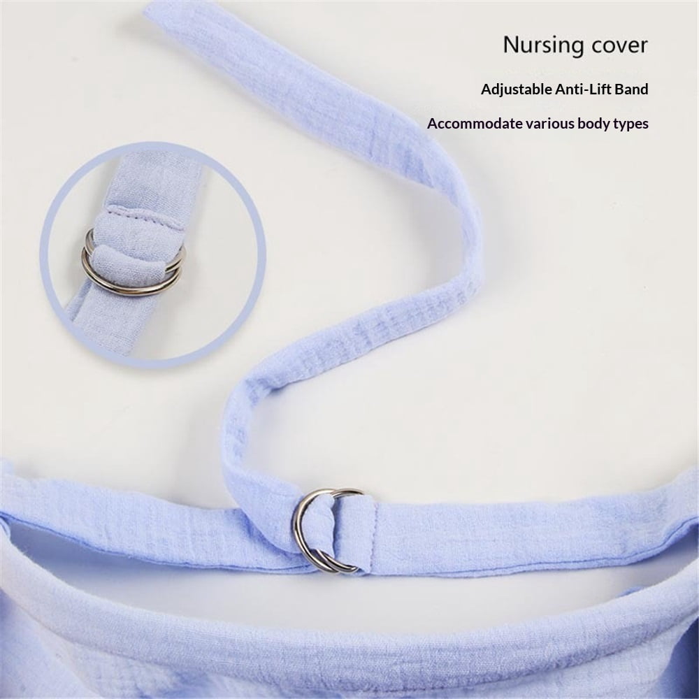 Nursing Cover for Baby Breastfeeding, Cotton Breathable with Arch Neckline for Women, Outward breastfeeding shawl covering cloth（Blue）
