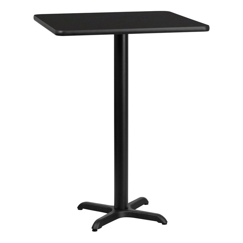 Bowery Hill Cast Iron/PVC Square Restaurant Bar Table in Black
