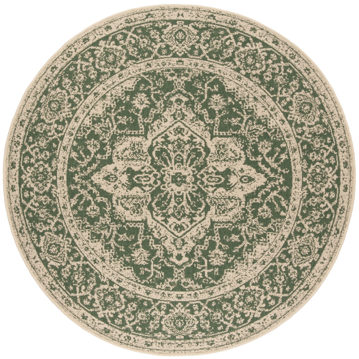 SAFAVIEH Beach House Stanice Medallion Indoor/Outdoor Runner Rug, Green/Creme, 2'2" x 14'