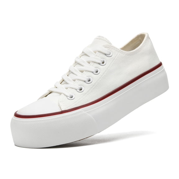 Women’s Men’s Platform Sneakers Low Top Canvas Shoes Unisex Adults Lace Up Casual Shoes Breathable Platform Walking Sneakers