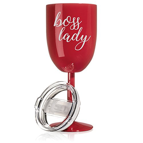 Wine Tumbler Glass Double Wall Vacuum Insulated Stainless Steel Boss Lady 