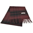 thumbnail image 3 of Unisex Winter Striped Checked Plaid Luxurious Scarf Soft Wool Feel Scarves Black Burgundy, 3 of 4