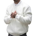 thumbnail image 2 of Men Polar Fleece Jacket Long Sleeve Full Zipper Casual Coat with Pockets Autumn Winter Solid Color Outwear, 2 of 8
