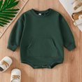 thumbnail image 2 of Landzoo Baby Boy Girl Sweatshirt Romper Solid Color Crewneck Sweater Onesie Oversized Long Sleeve Bodysuit With Pocket Cozy Cute Boys Bodysuits, 2 of 9