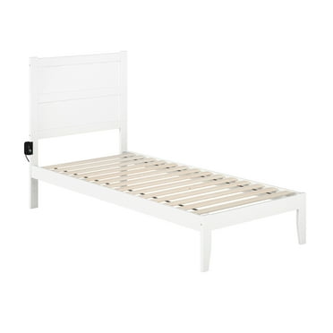AFI NoHo Twin XL Solid Wood Platform Bed with USB Charging Station in White