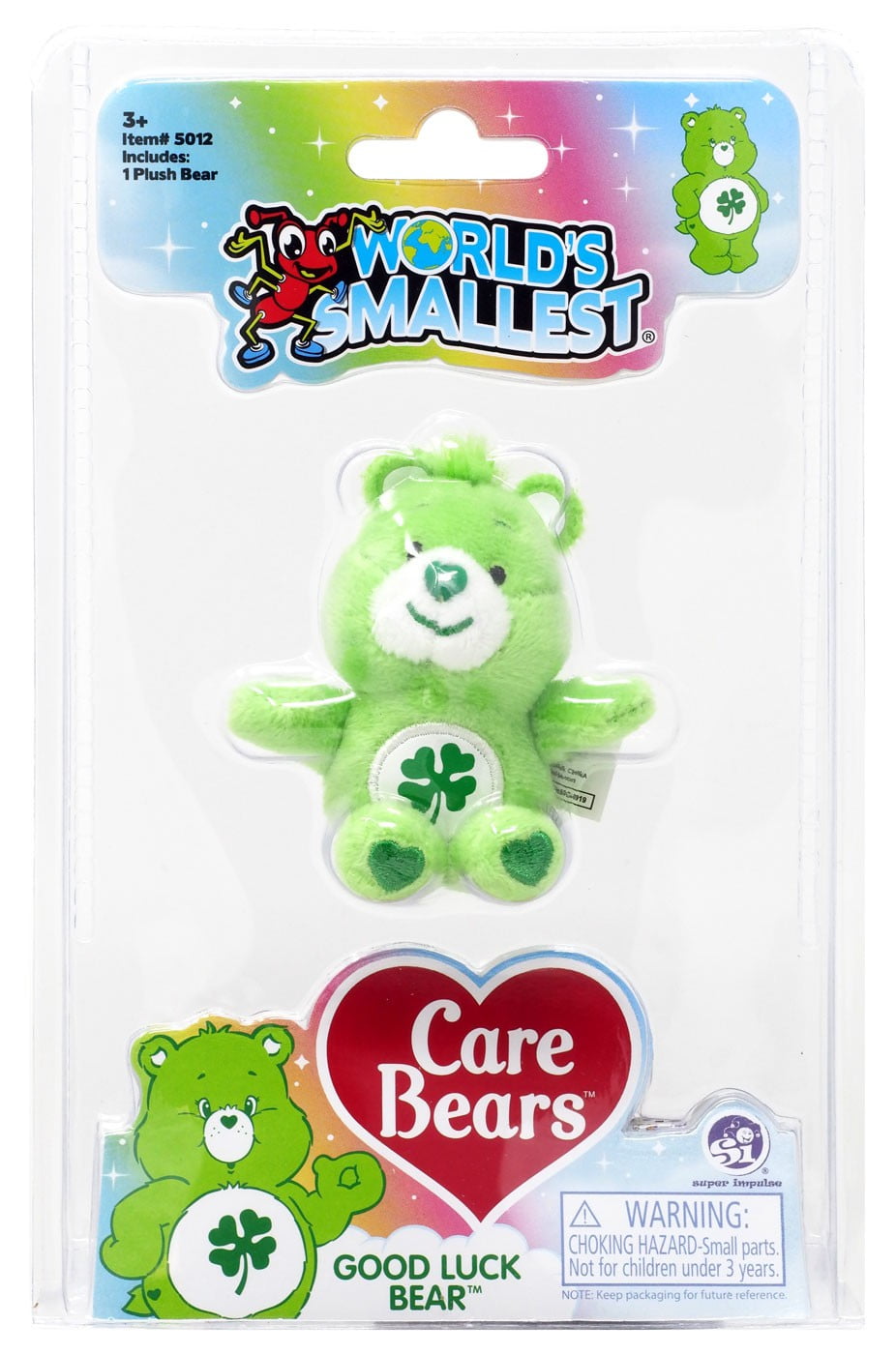 Worlds Smallest Care Bear Good Luck Bear Plush 3" 