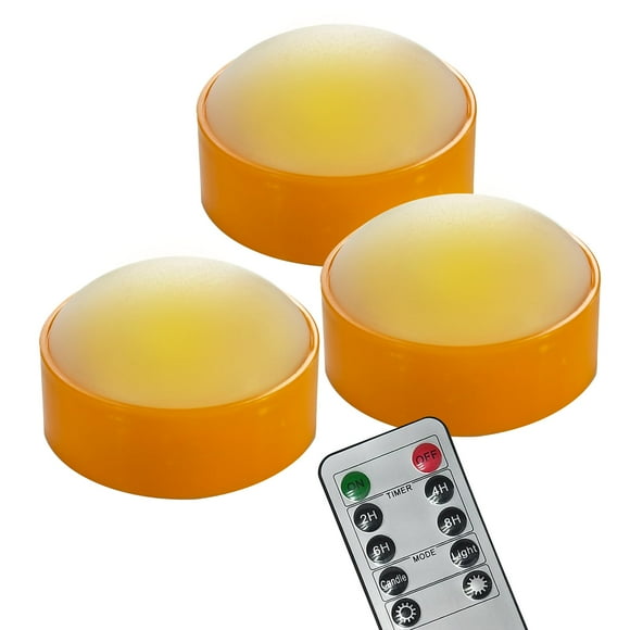 Luces LED tipo calabaza QIDEA que funcionan con pilas y mando a distancia, paquete de 3