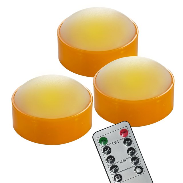 Luces LED tipo calabaza QIDEA que funcionan con pilas y mando a distancia, paquete de 3